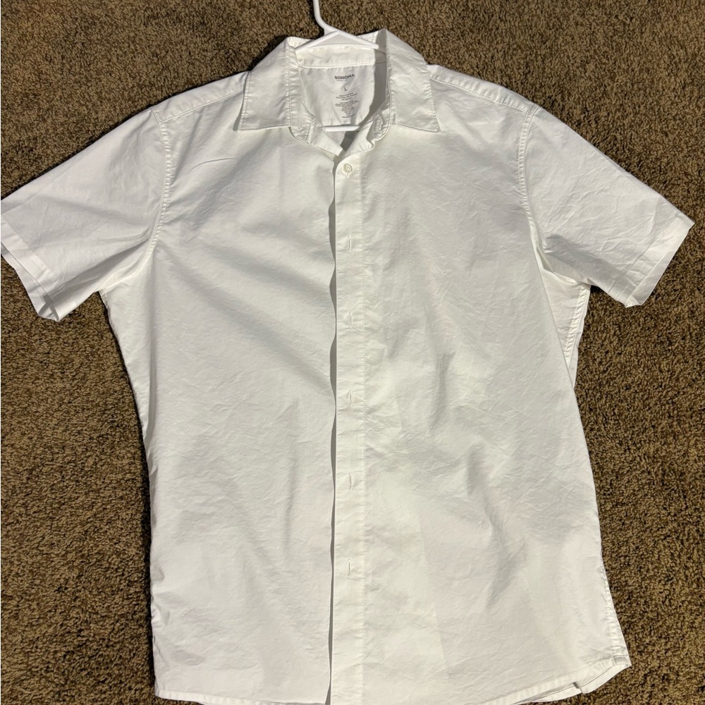 Sonoma White Casual Button Down Shirt Short Sleeve